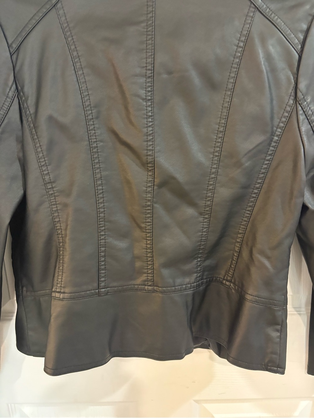 Alfani Black Leather Asymmetric Moto Zip Jacket - Picture 4 of 8